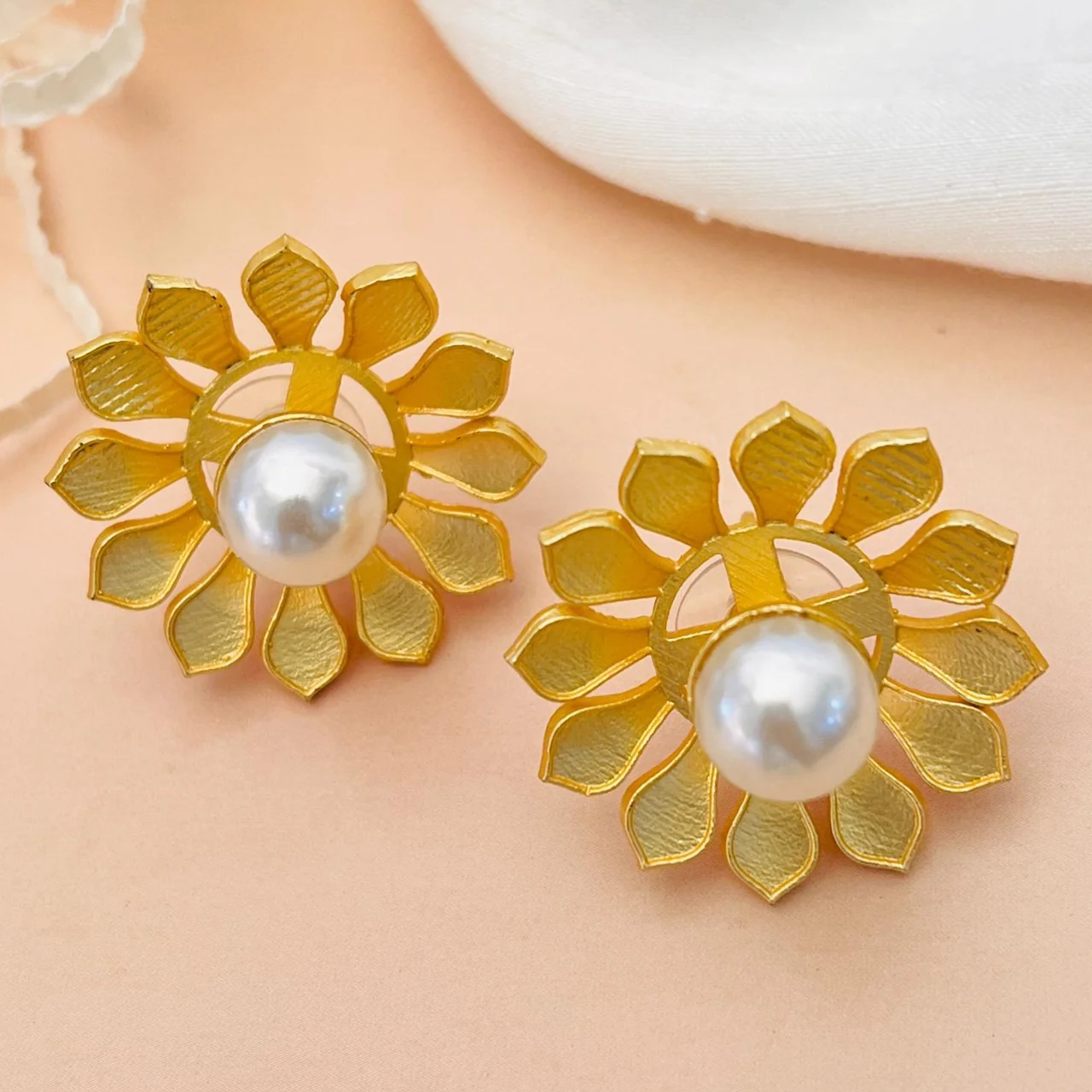 Sophisticated Gold Plated Pearl Earrings