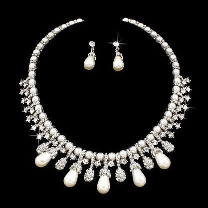 TD Pearl Bib Choker Design Jewelry Set