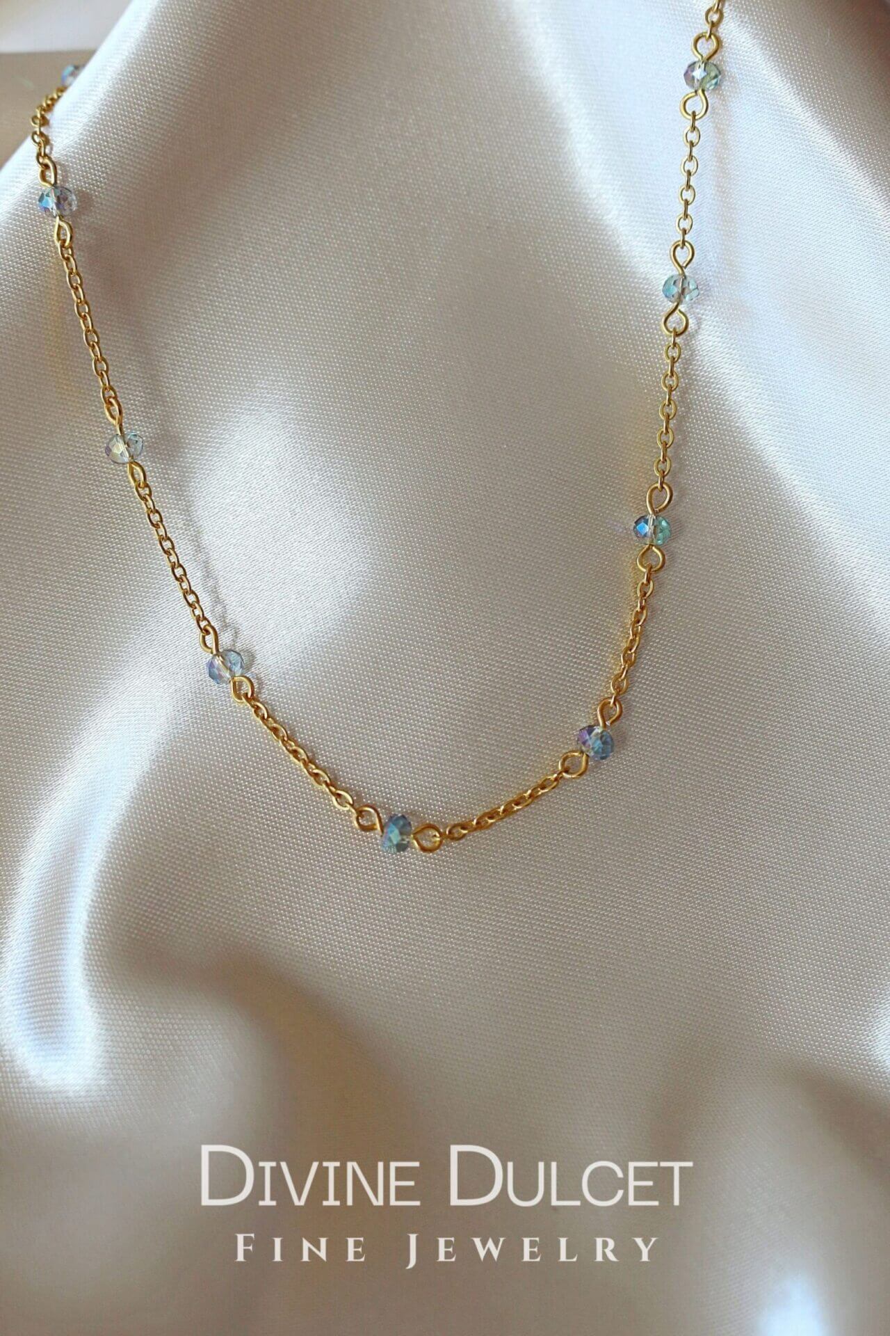 Chrome Glass Crystals Chain Choker