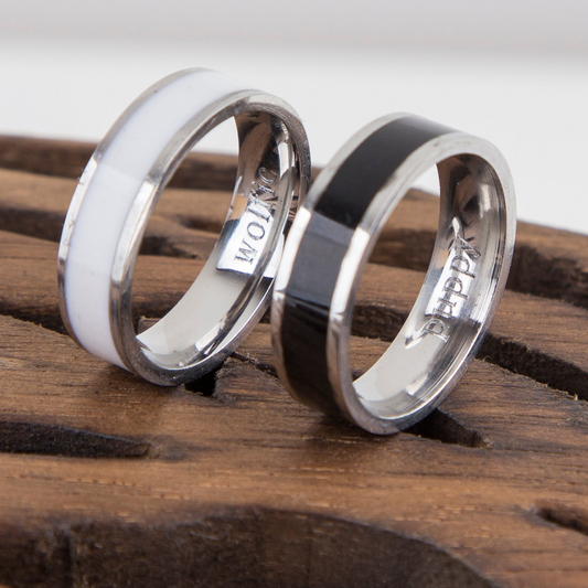 Couple Black and White Rings