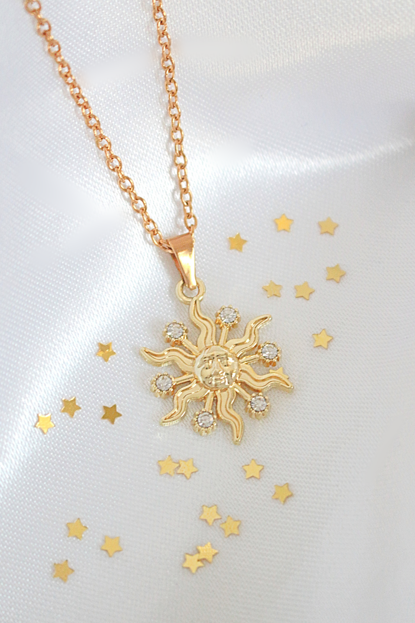 CZ Sun Pendant Necklace