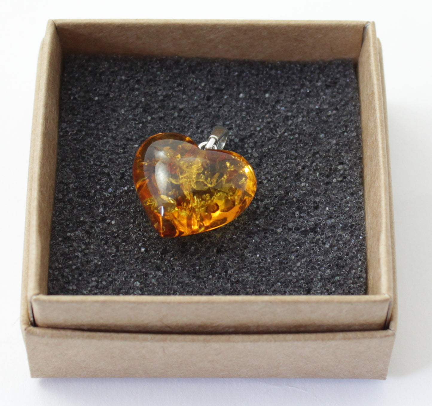 Amber Heart Pendant for Necklace With Sterling Sterling 925