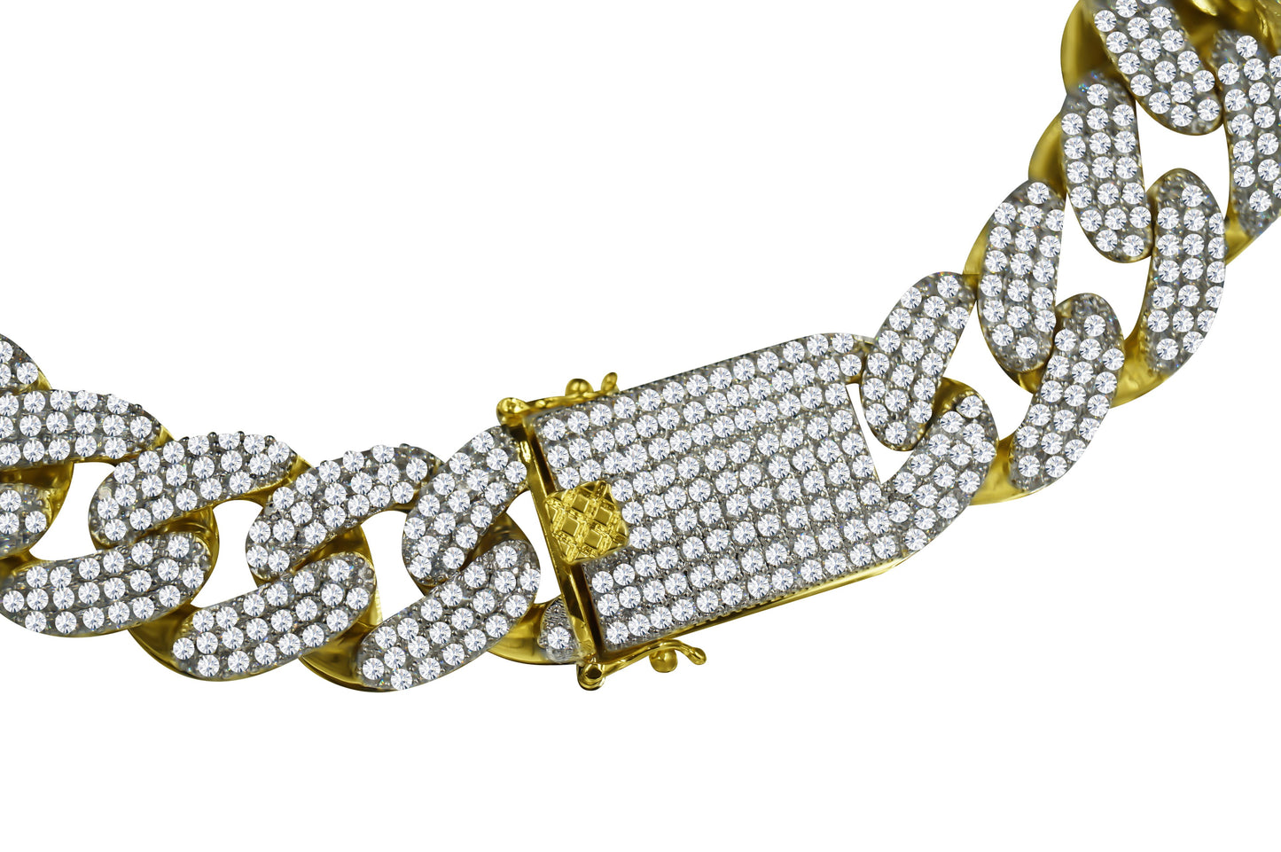 STALLION Gold 18MM CZ Cuban Chain Necklace