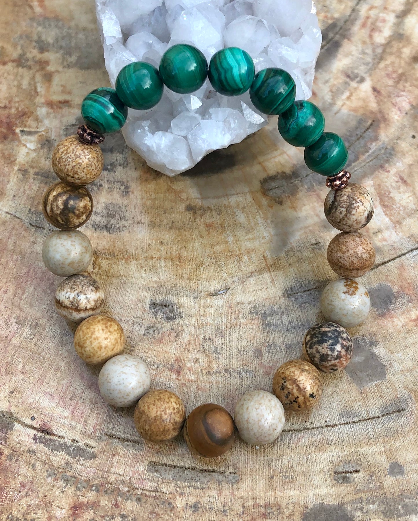 Malachite & Picture Jasper Stretch Bracelet!