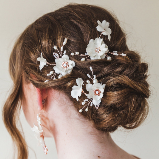 ELAIA Silk flower bridal hair pins Set