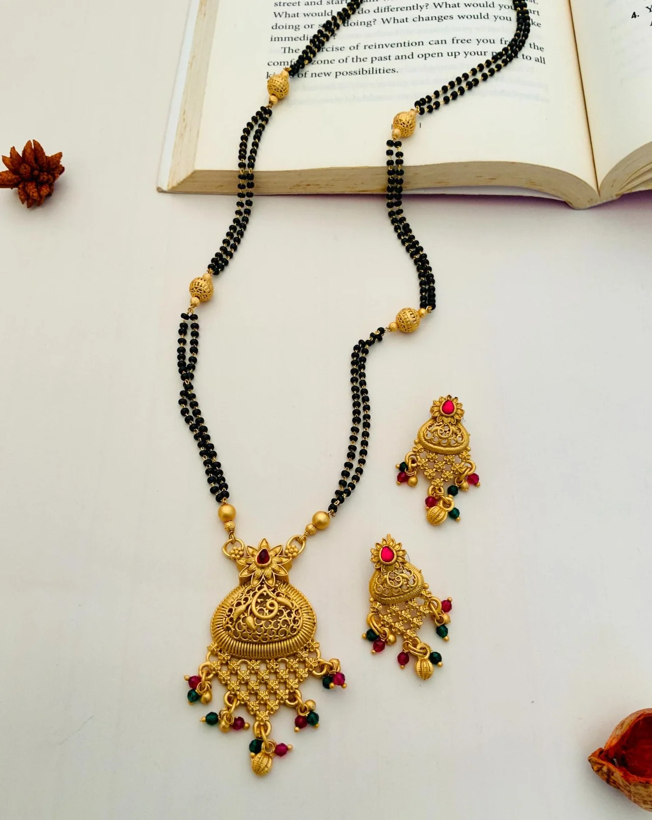 Matt Antique Gold Plated Mangalsutra Set