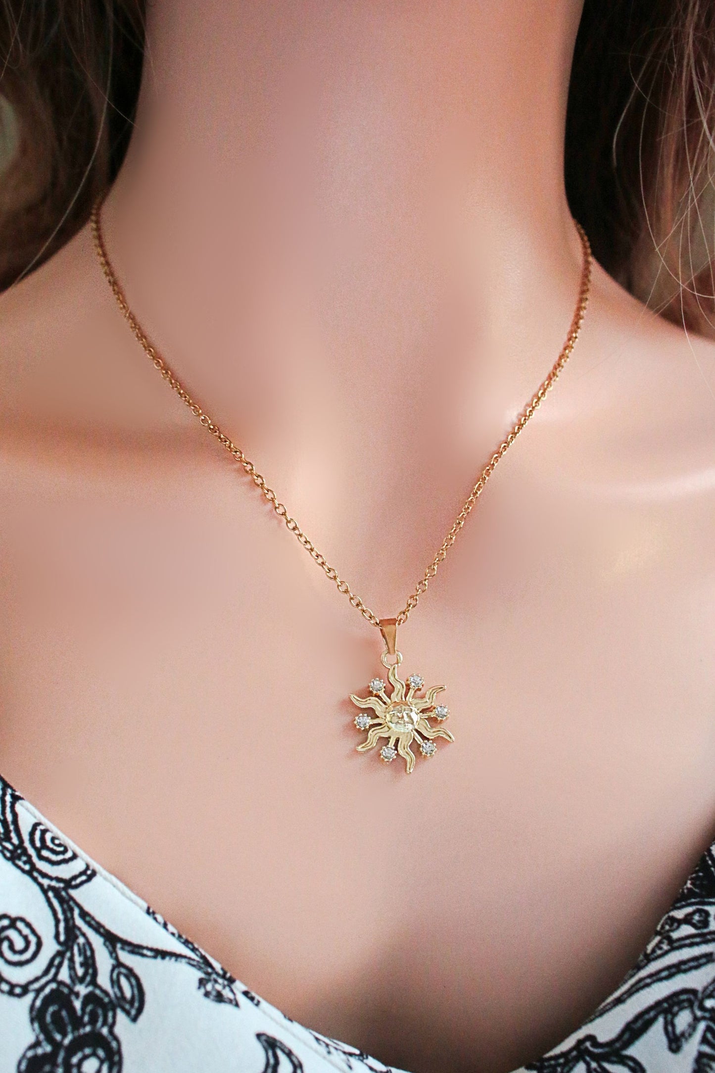 CZ Sun Pendant Necklace