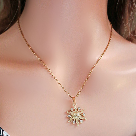 CZ Sun Pendant Necklace