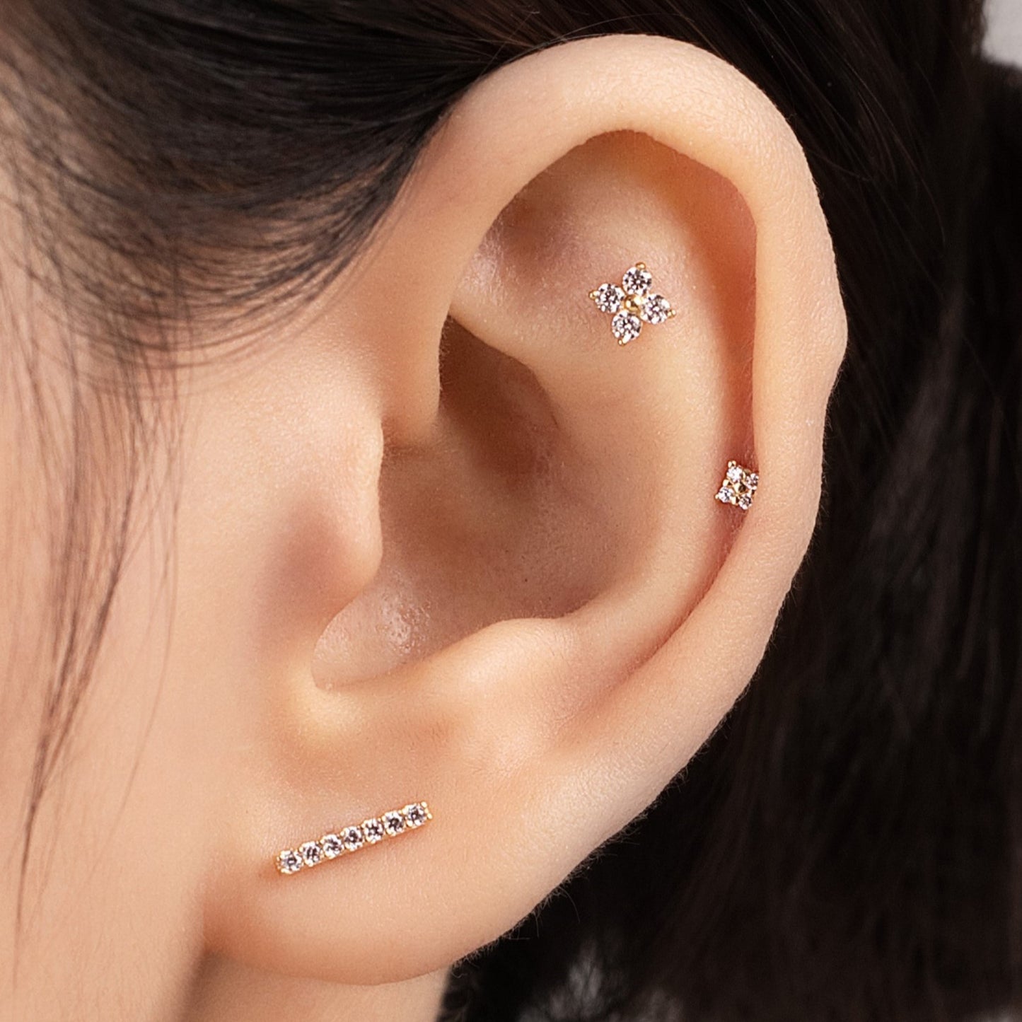 14K SOLID GOLD TINY SQUARE PIERCING