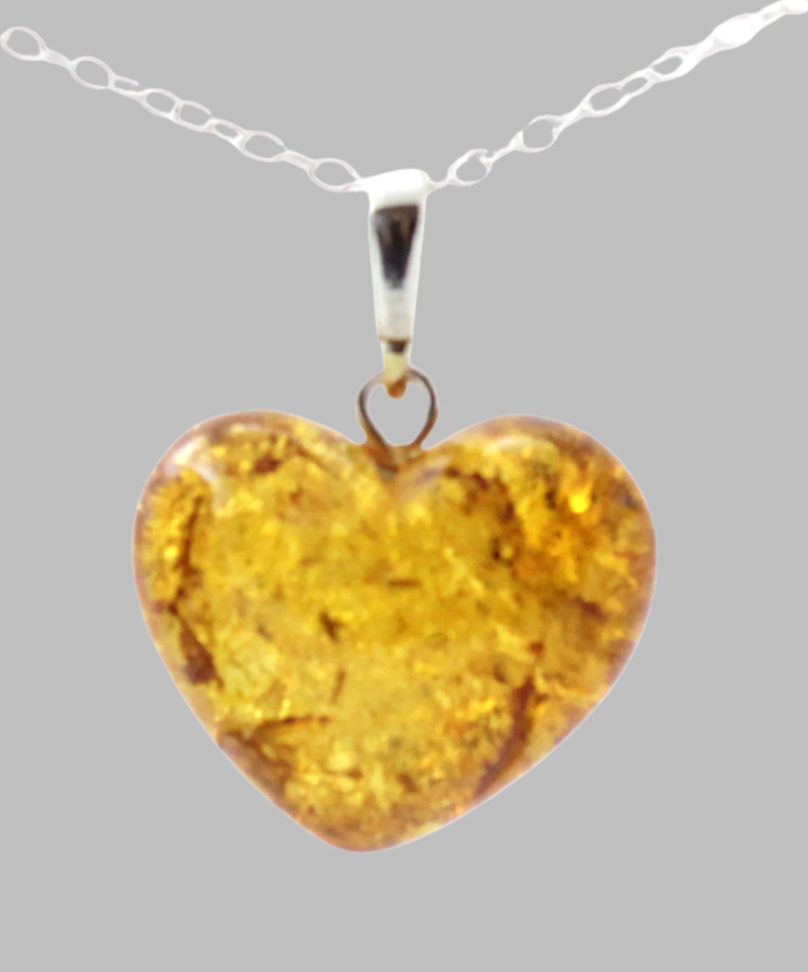 Amber Heart Pendant for Necklace With Sterling Sterling 925