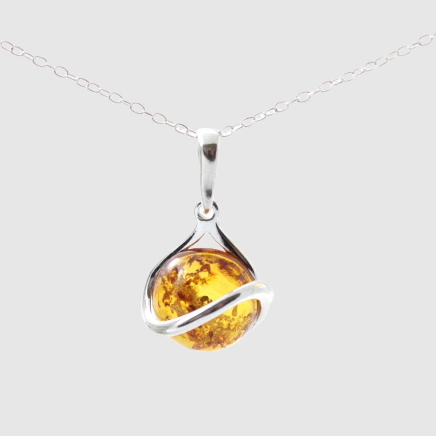 Baltic Amber and Sterling Silver Pendant for Necklace