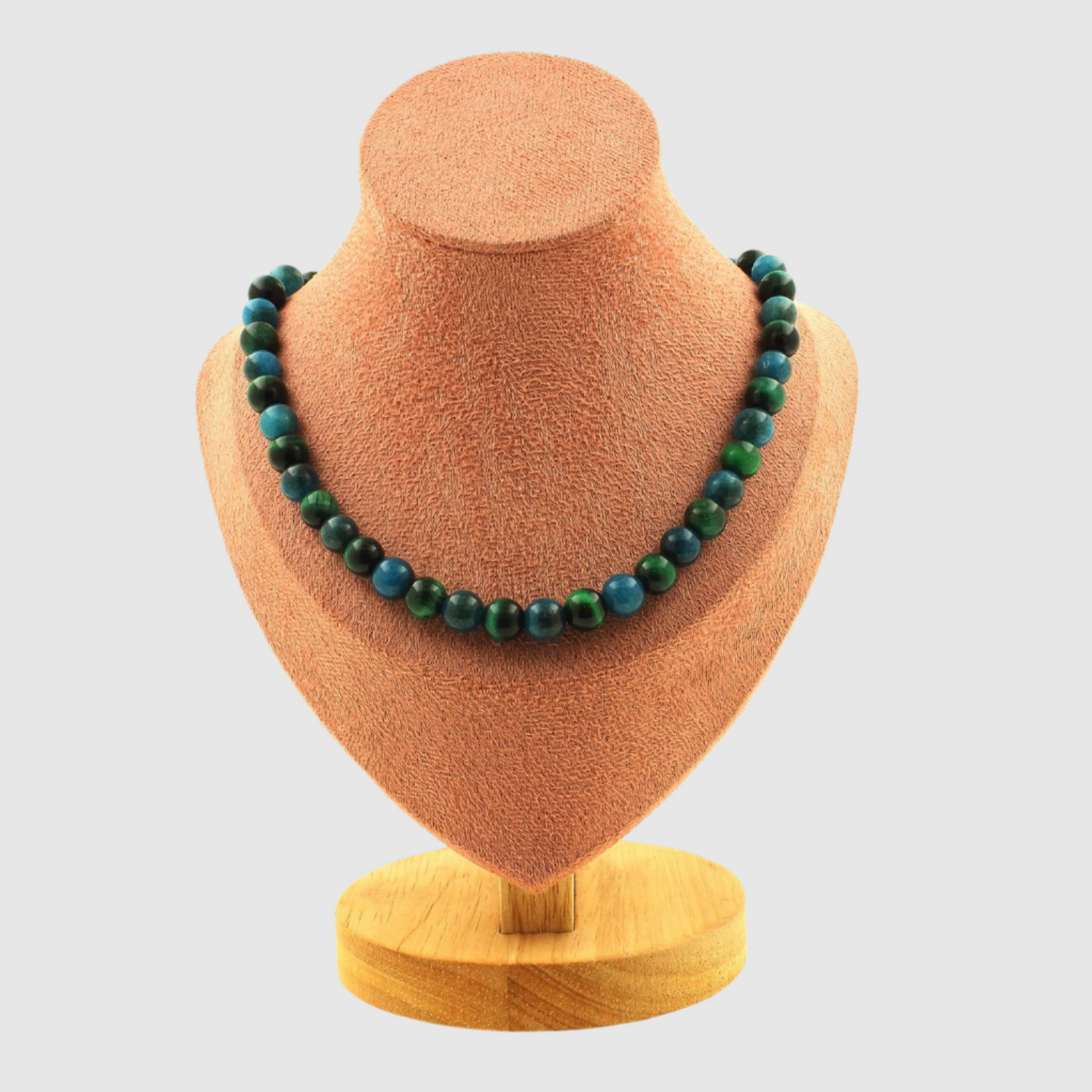 Green Tiger's Eye + Apatite 8 mm beads necklace.