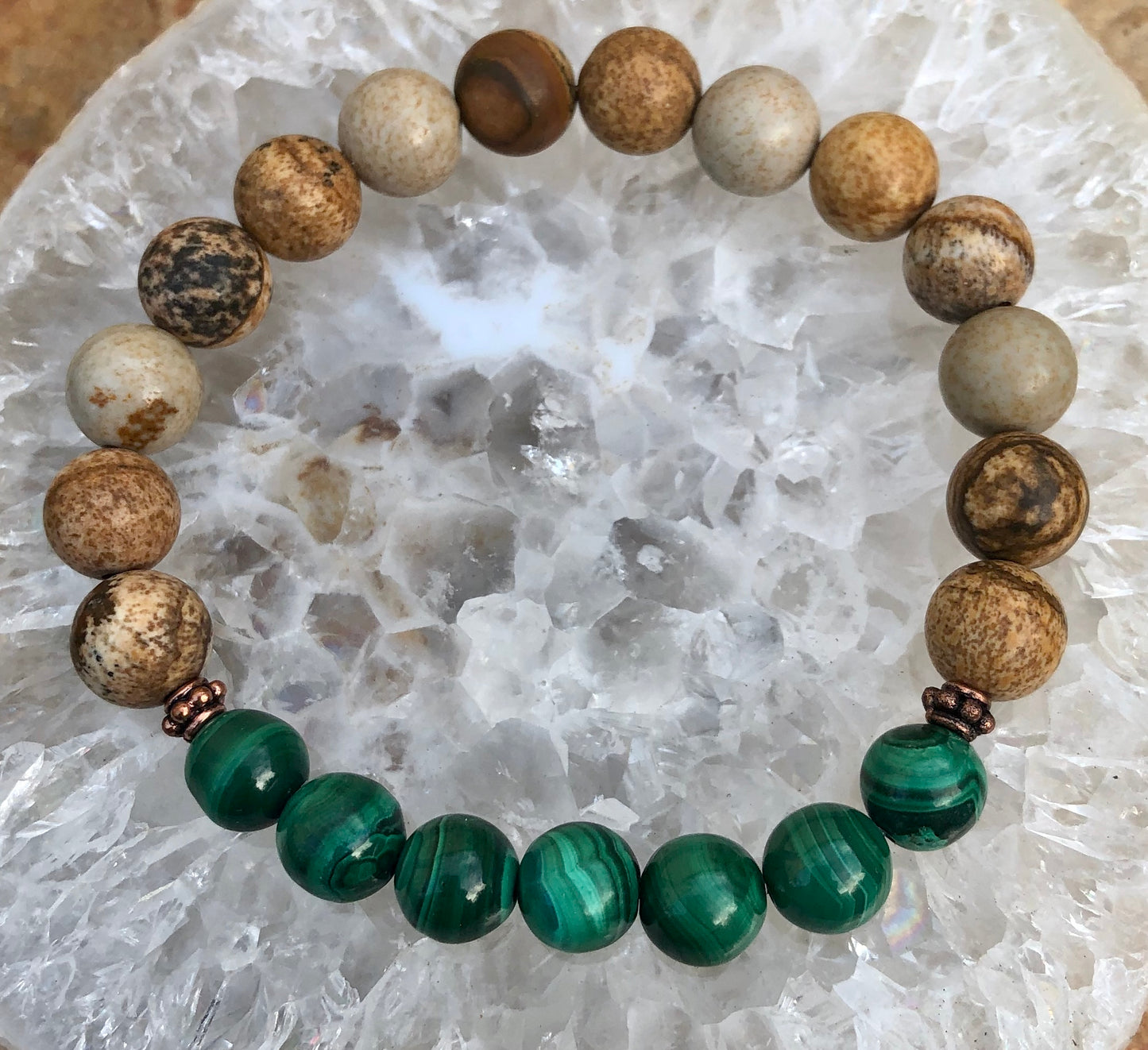 Malachite & Picture Jasper Stretch Bracelet!