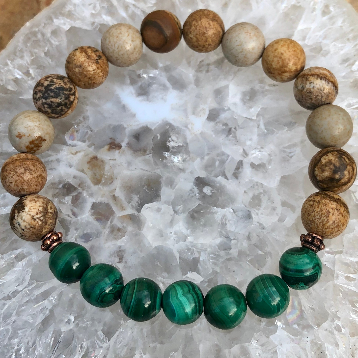 Malachite & Picture Jasper Stretch Bracelet!