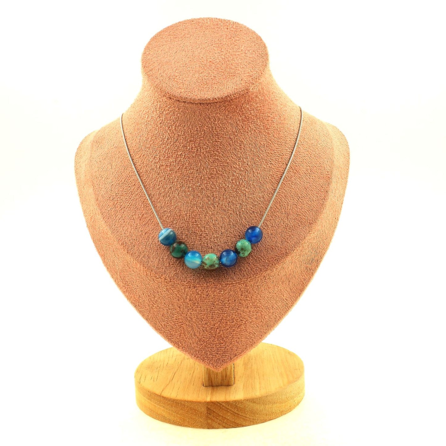 Chrysocolla Blue banded beads Necklace