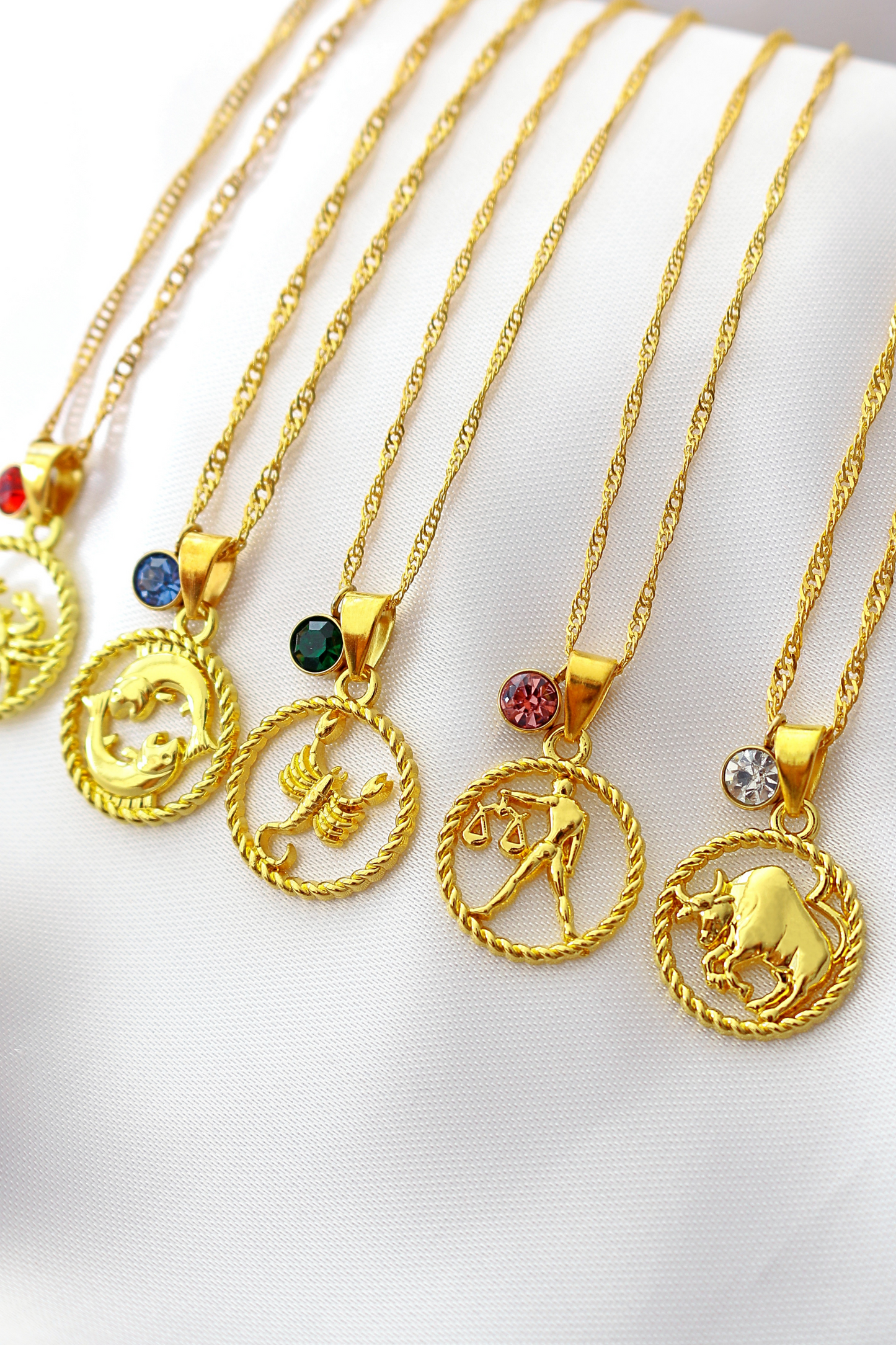 Zodiac Sign and Birthstone Necklace