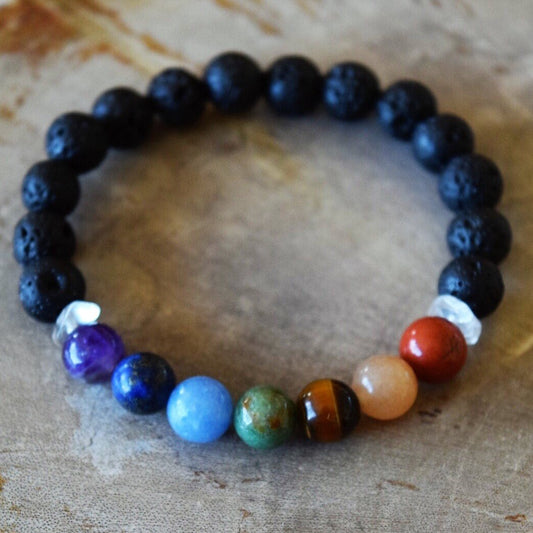 Aromatherapy Chakra Diffuser Bracelet with Genuine Gemstones!