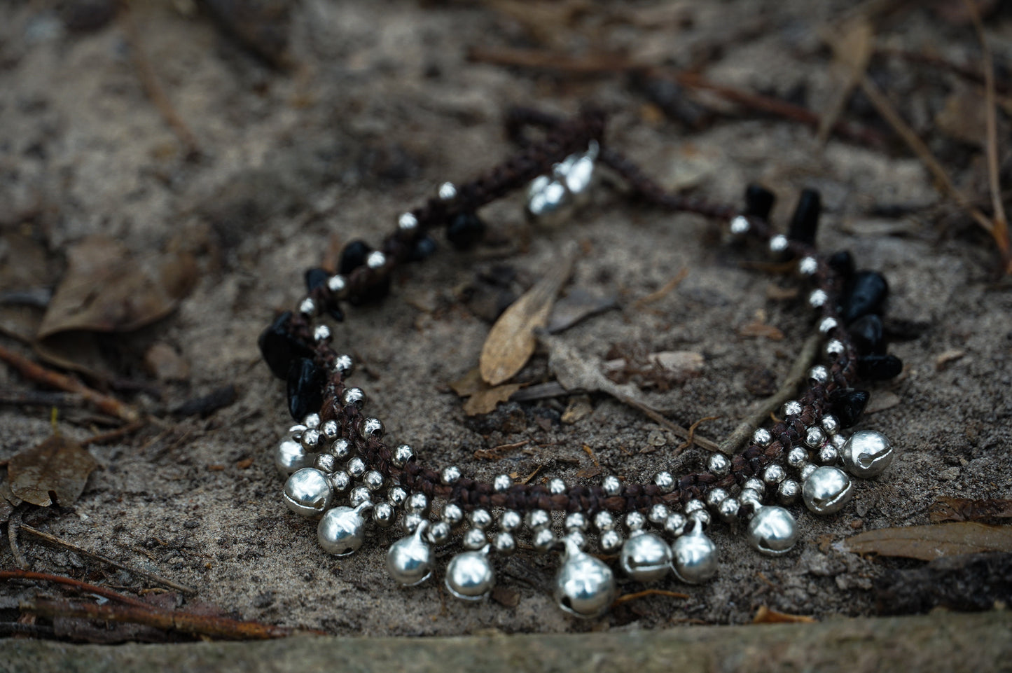 White Silver Bell Boho Anklet