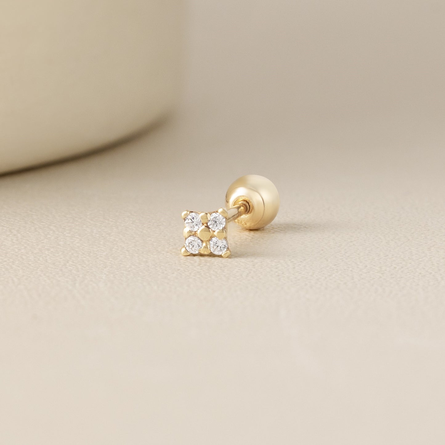 14K SOLID GOLD TINY SQUARE PIERCING