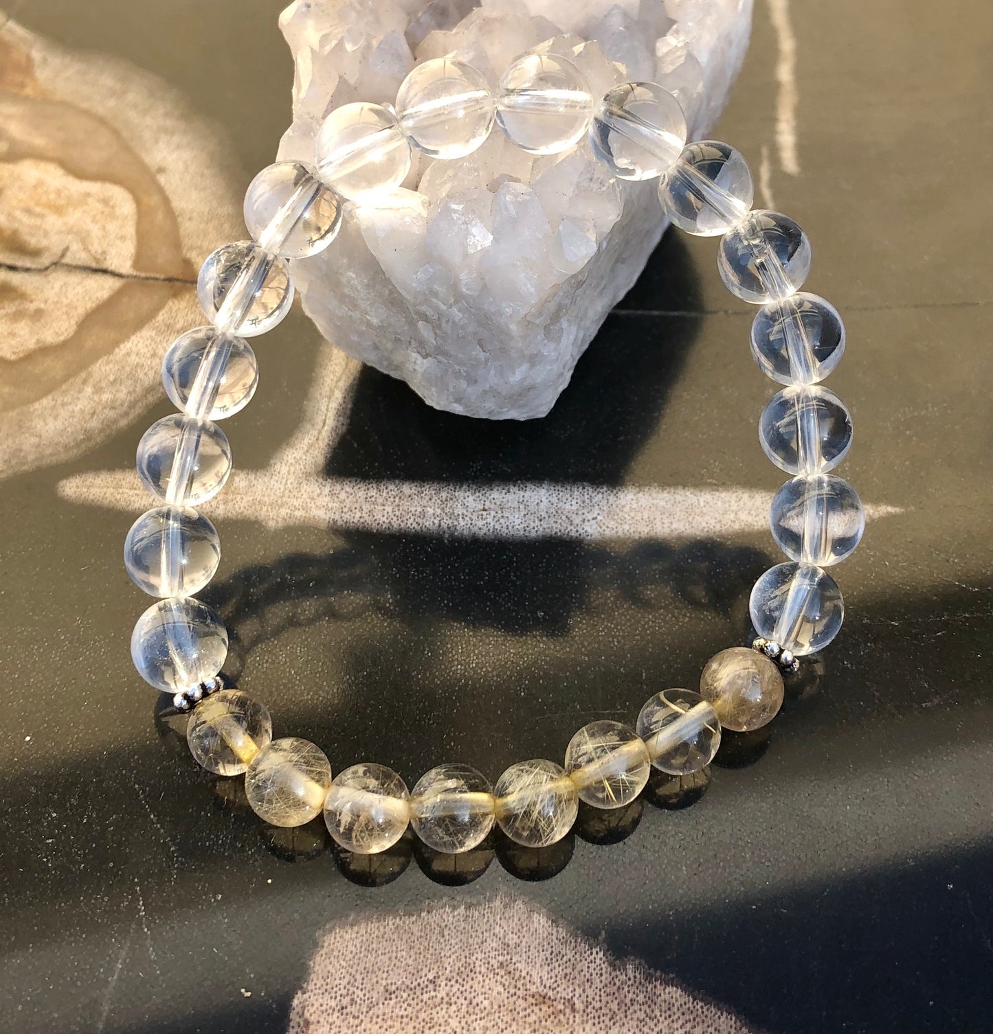 Citrine Rutilated & Crystal Quartz Stretch Bracelet