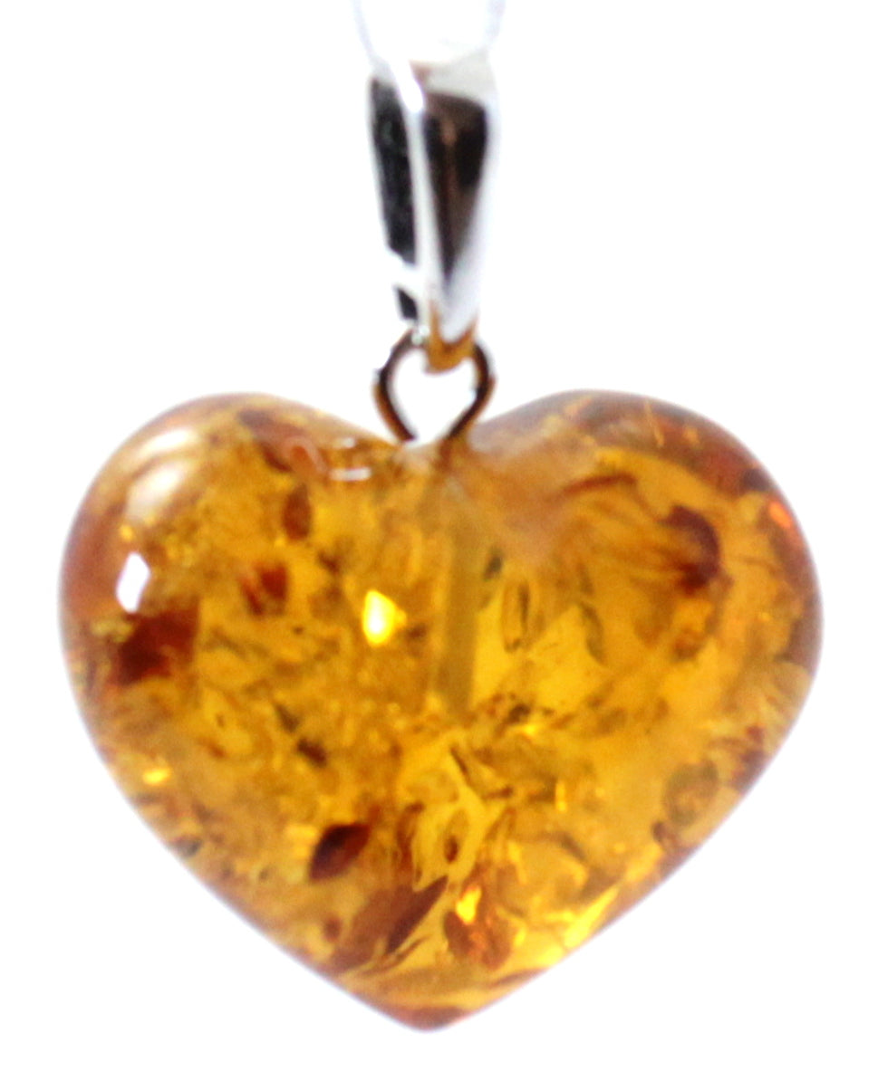 Amber Heart Pendant for Necklace With Sterling Sterling 925