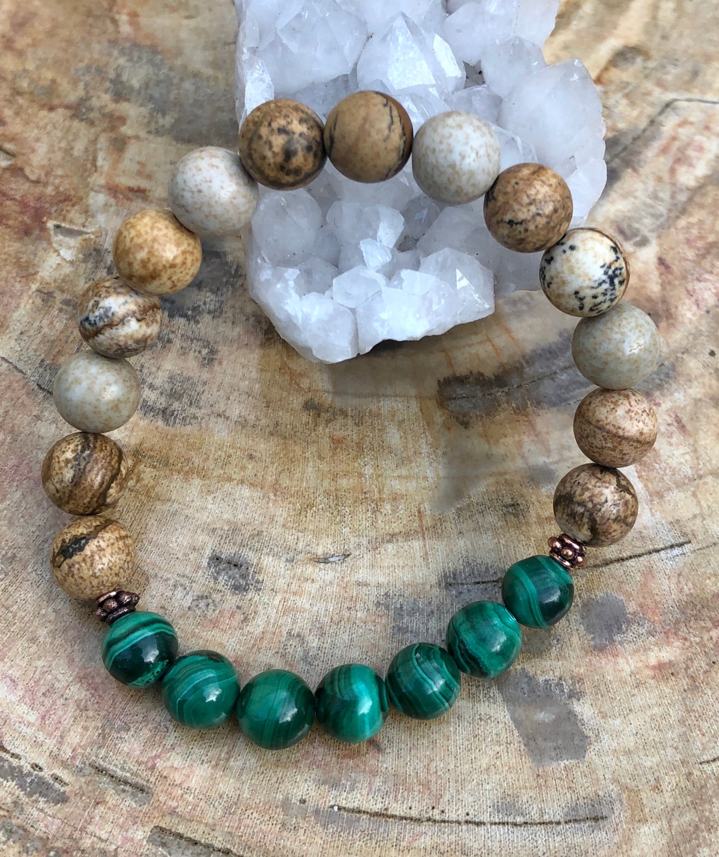 Malachite & Picture Jasper Stretch Bracelet!