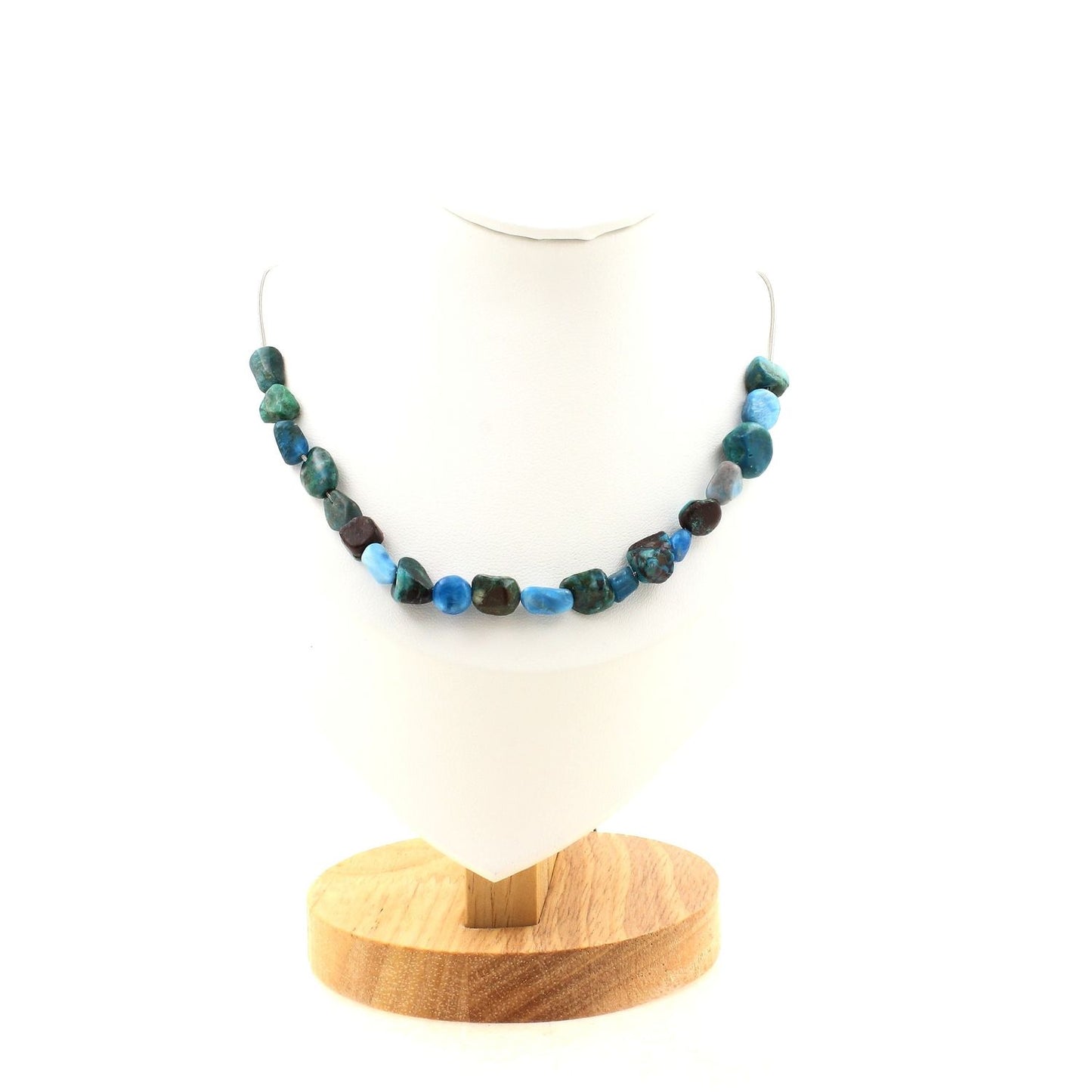 Chrysocolla + Blue Apatite 20 beads Necklace