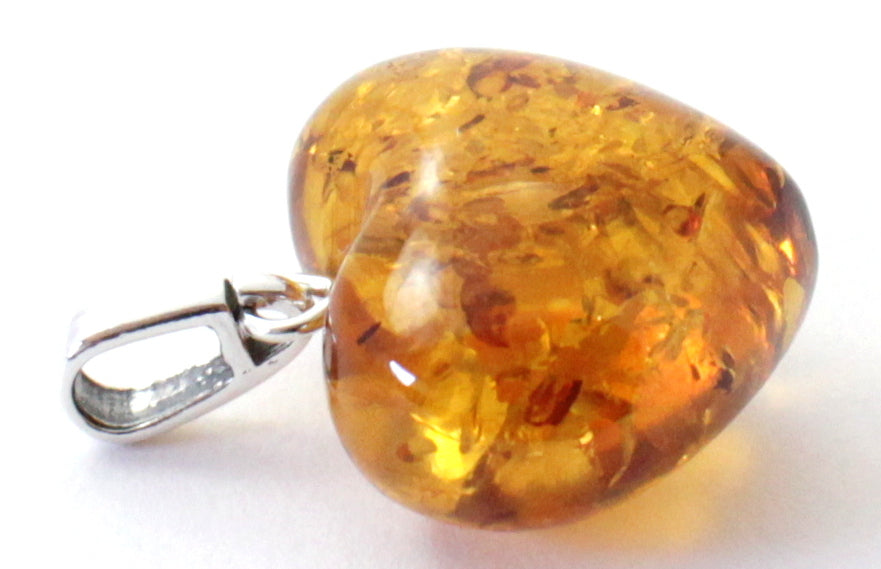 Amber Heart Pendant for Necklace With Sterling Sterling 925