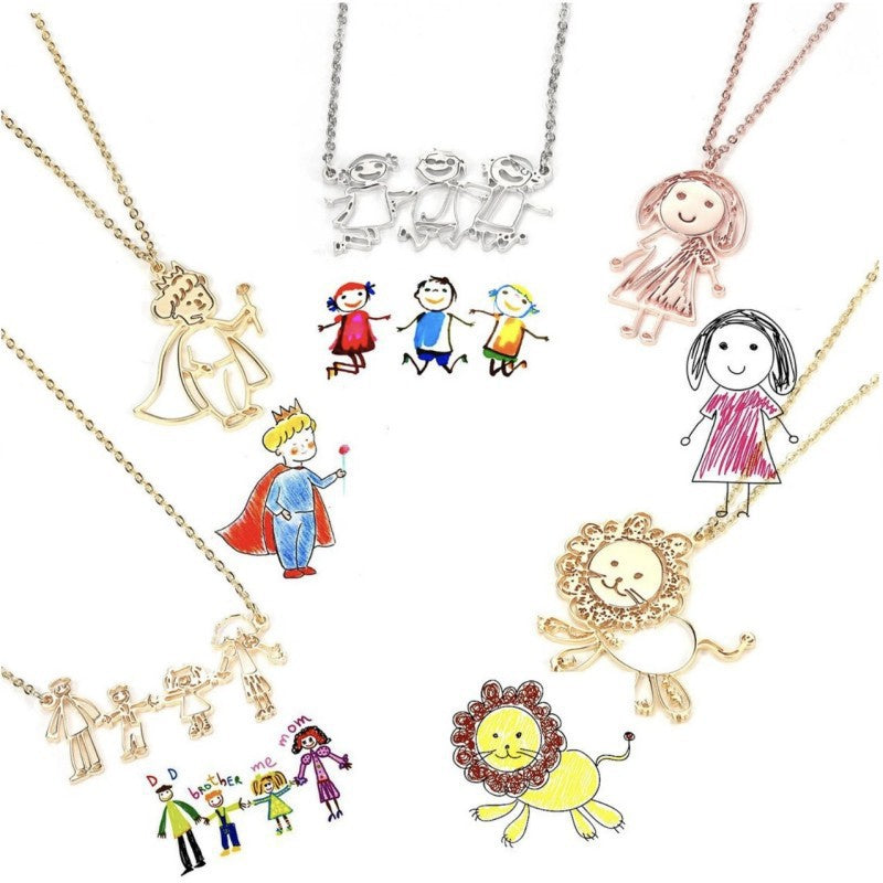 CREATE YOUR OWN DESIGN & DRAWINGS - Doodle Drawing Necklace - custom