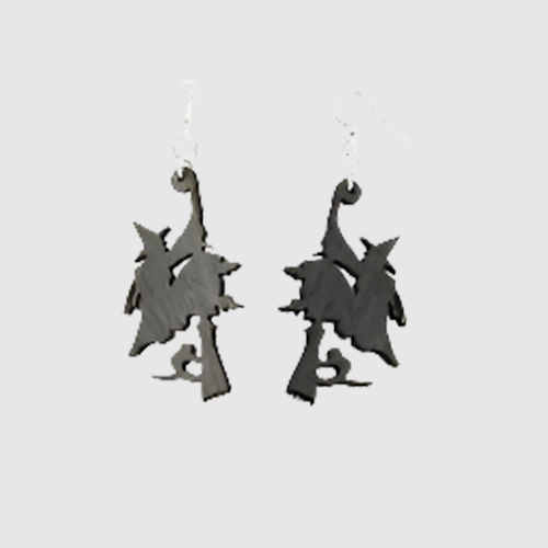 Witch On Broomstick Earrings # 1227