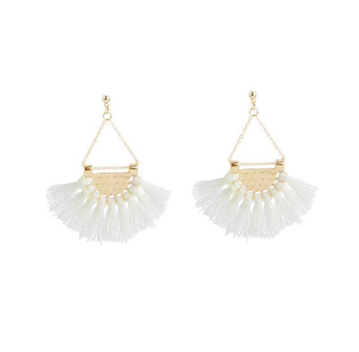 White Tassel Earrings