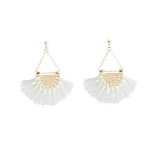 White Tassel Earrings