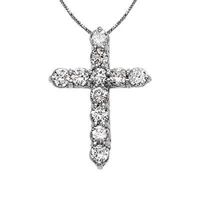 White Gold Cubic Zirconia Cross Necklaces for Women