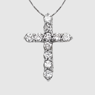 White Gold Cubic Zirconia Cross Necklaces for Women