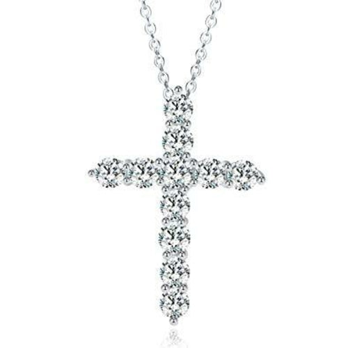 White Gold Cubic Zirconia Cross Necklaces for Women