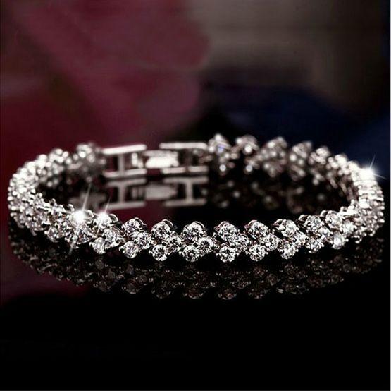 White Gold and Cubic Zirconia Tennis Bracelet for Women