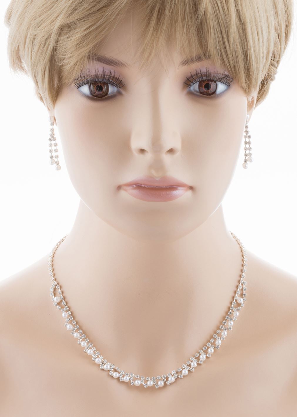 Bridal Crystal Rhinestone Pearl Jewelry Set