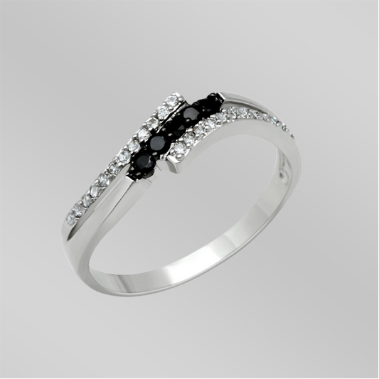 3W122 Rhodium + Ruthenium Brass Ring with AAA