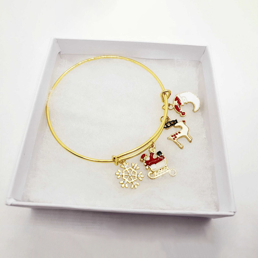 Christmas Snowflake Charm Bracelet - Gold