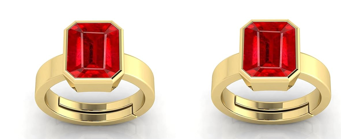 Natural Ruby Gold Plated Ring Pack of 2