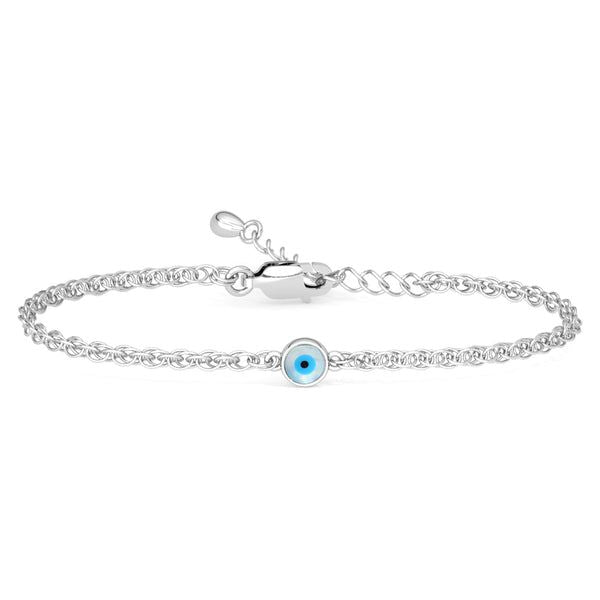 Silver Evil Eye Chain Adjustable Bracelet