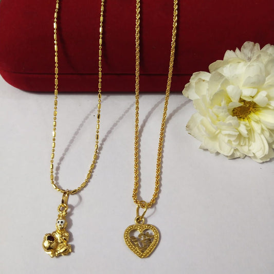 GOLD Plated Krishna & Heart chains pack of 2