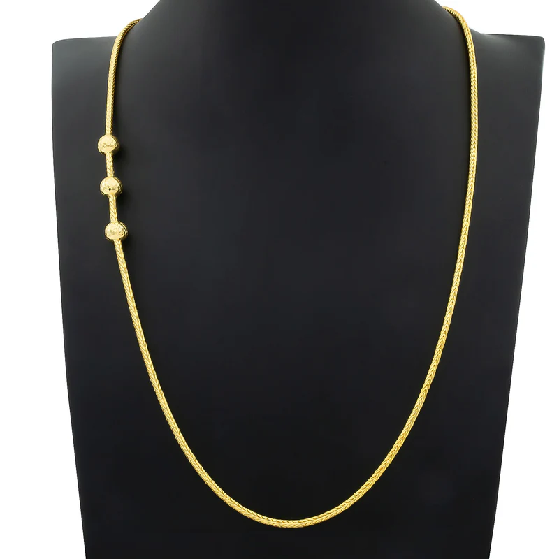 Gold chain three Plain Beads Design For Men & Women