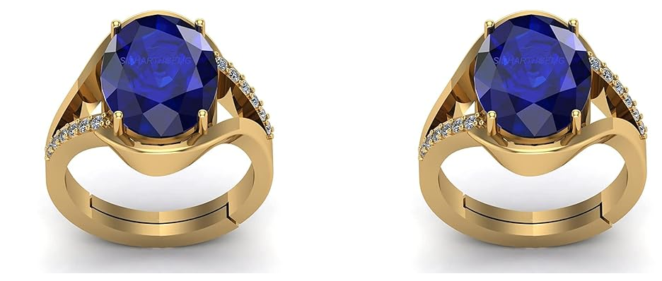 Blue Sapphire Neelam Gold Plated Pack of 2