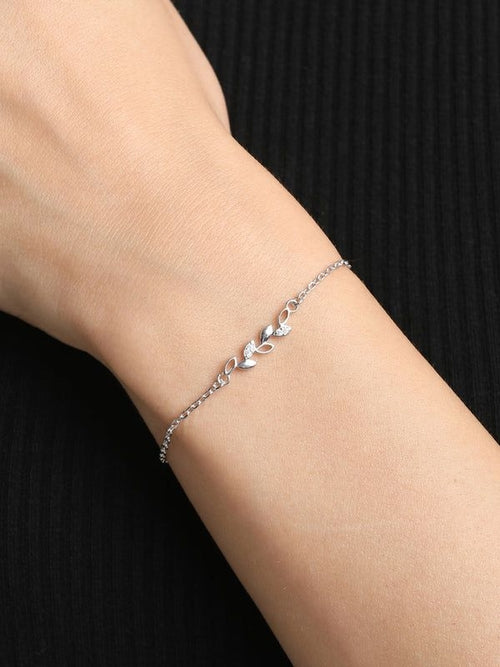 Sterling Silver Leaf Adjustable Bracelet