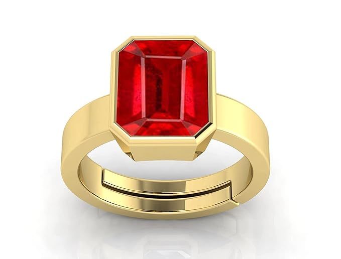 Natural Ruby Manik Loose Gemstone Gold Plated Ring