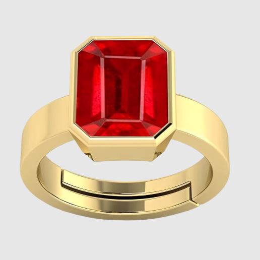 Natural Ruby Manik Loose Gemstone Gold Plated Ring