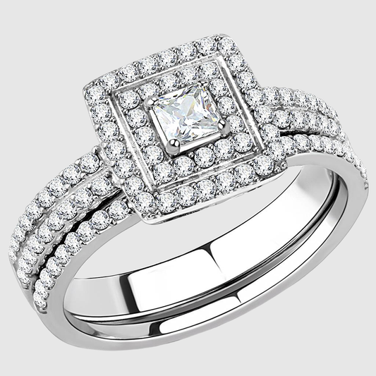 Women Stainless Steel Cubic Zirconia Rings DA064