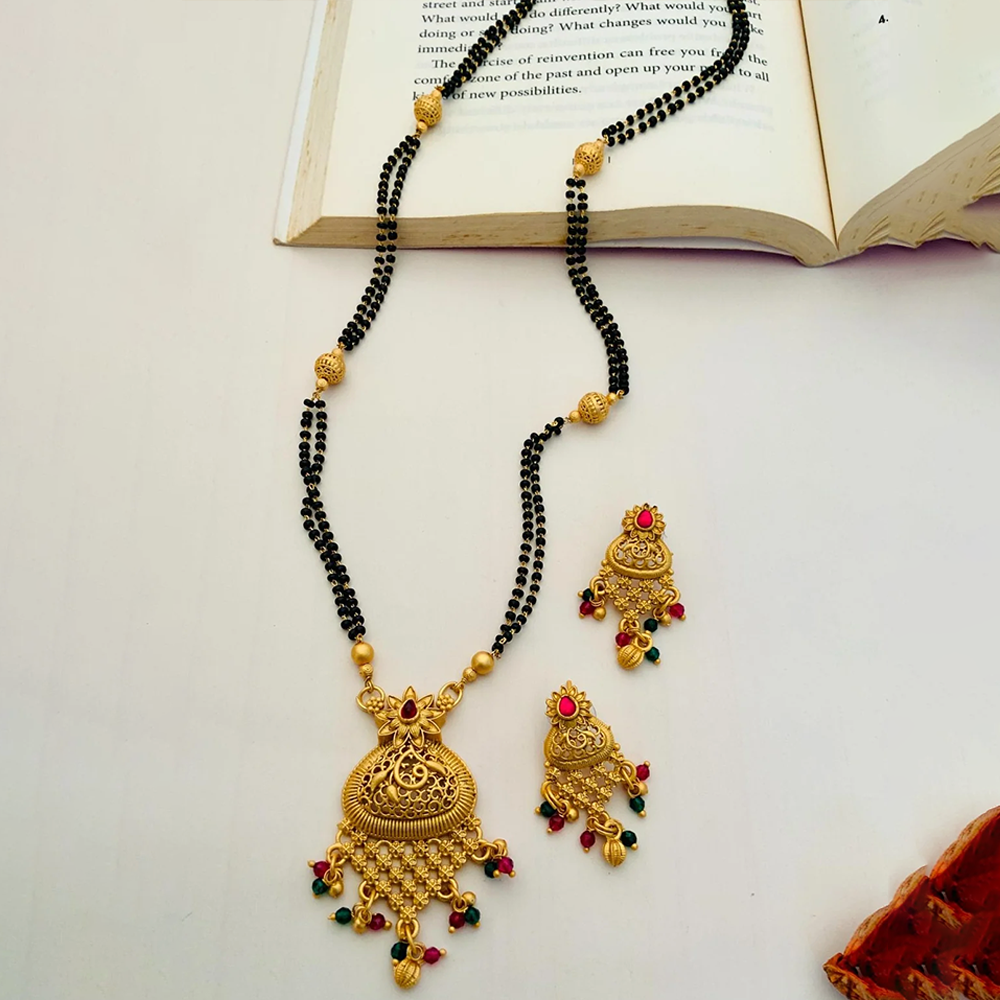 Matt Antique Gold Plated Mangalsutra Set