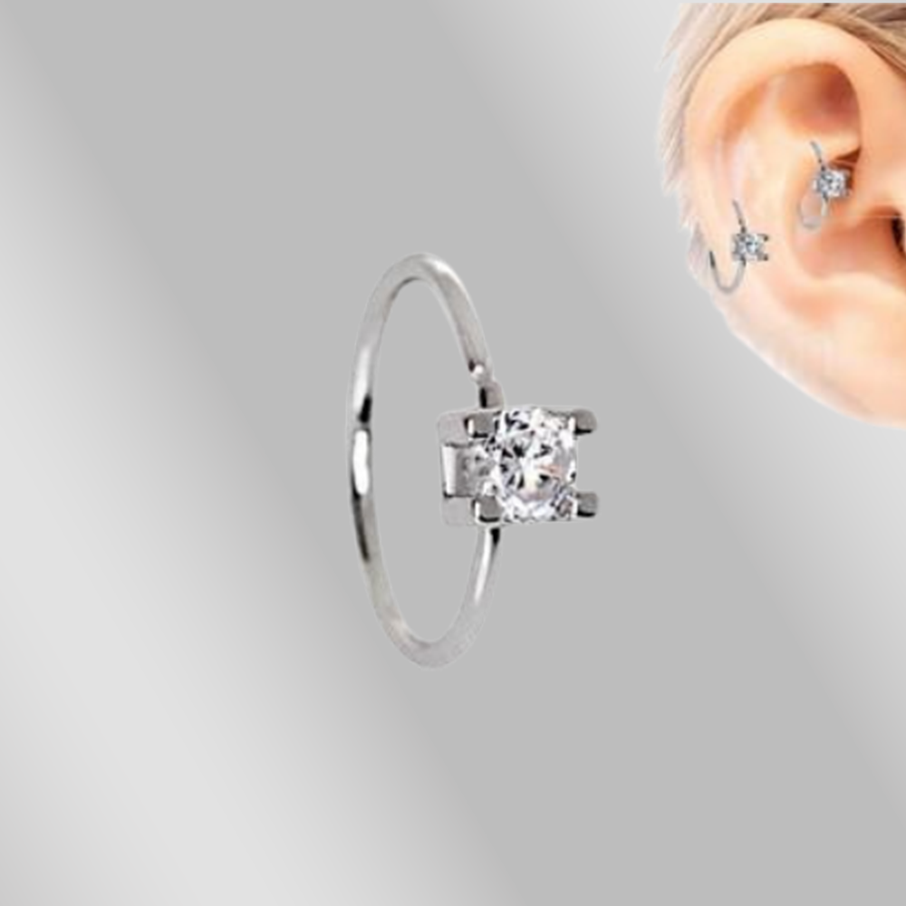 316L Stainless Steel Prong Set CZ Cartilage Earring